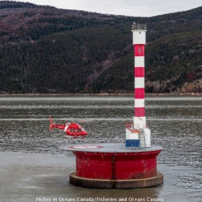 Pilier du Cap Brûlé dans le fleuve Saint-Laurent, à 25 milles marins de Québec