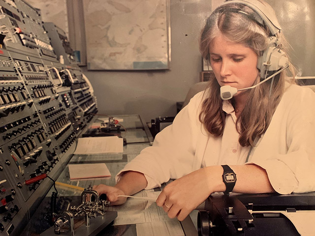 Lise Misson, working as a radio operator.