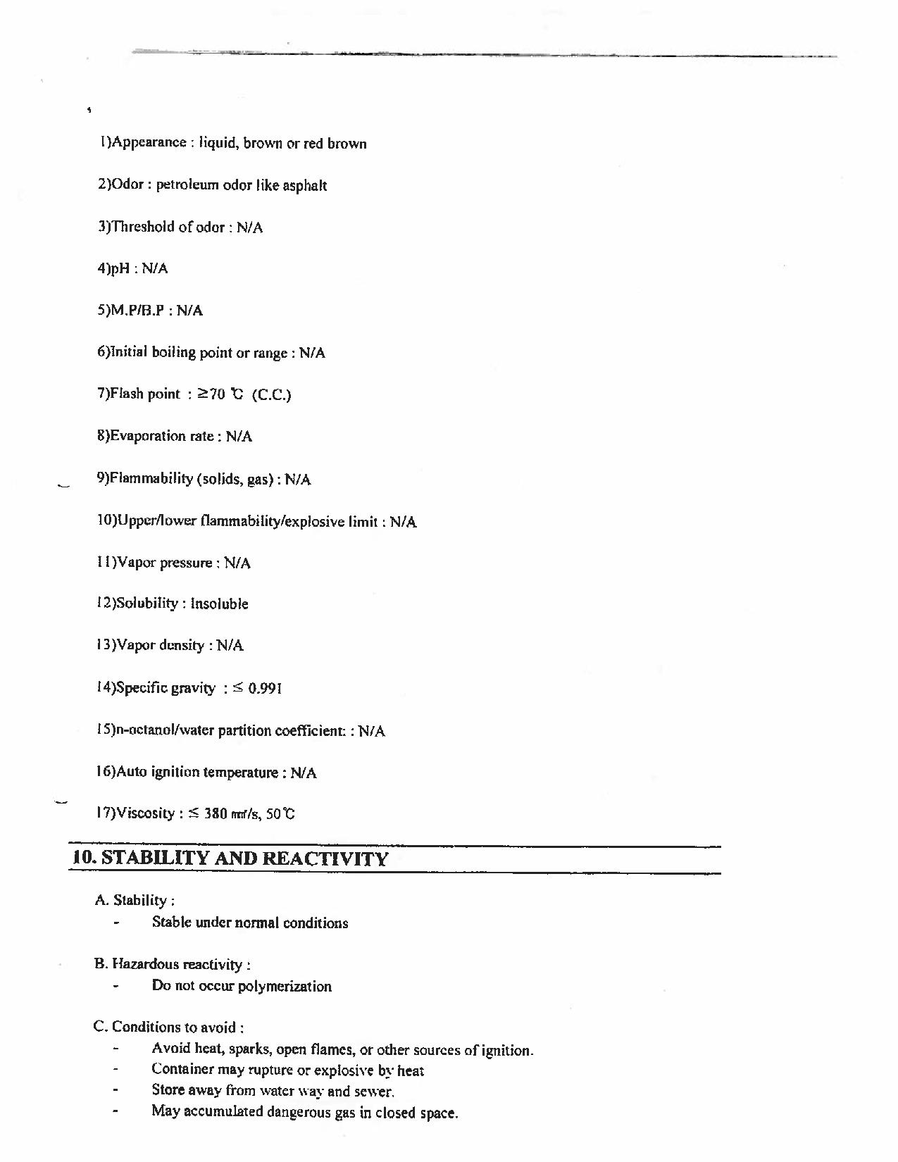 Version anglaise seulement - Page 7 numérisée de la Fiche technique sur la sécurité des substances présentes à bord le M/V Marathassa