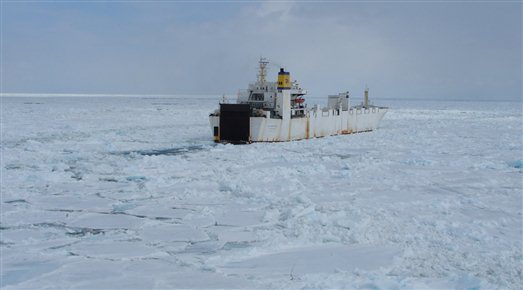 Ice under pressure will close the track behind the vessel