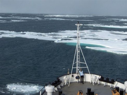 Vessel encountering strips of multi-year ice
