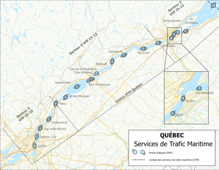 Figure 3-10-d Zone de services de trafic maritime fleuve Saint-Laurent