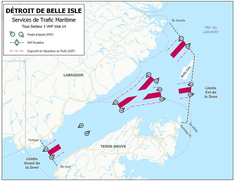 Zone de services de trafic maritime fleuve Saint-Laurent