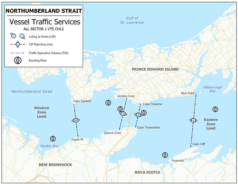 Figure 3-6 Northumberland strait VTS zone described below