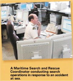 A Maritime search and Rescue Coordinator conducting search operations in response to an accident at sea