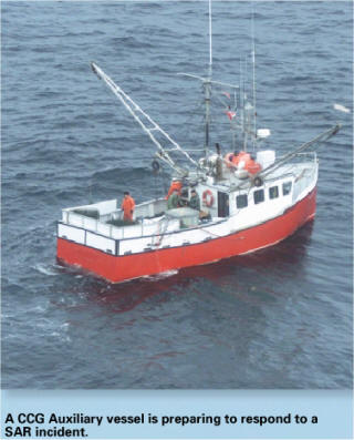 A CCG Auxiliary vessel is preparing to respond to a SAR incident